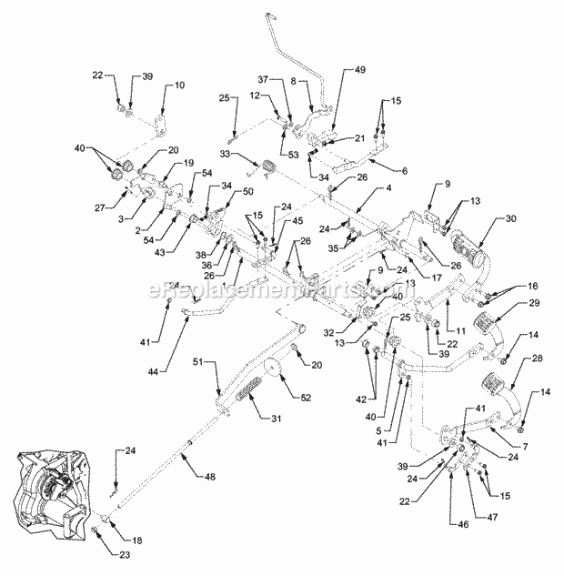 Brake And Control Pedals Diagram and Parts List for GT3204 14A-671-710 Cub Cadet Lawn Tractor